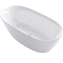 Sterling by Kohler Unwind 67" Free Standing Acrylic Soaking Tub with Center Drain Damaged Cracked On Outside 