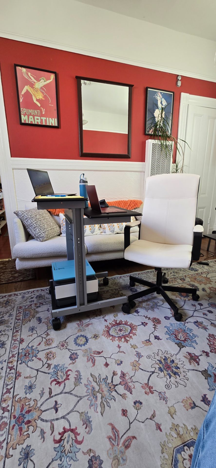 Home Office Set: IKEA Millberget White Chair + Adjustable Rolling Desk