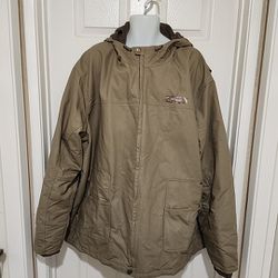 Columbia PHG Hooded Jacket Men's Tan Canvas And Fleece Lining Outdoors Hunting

Size 5XT