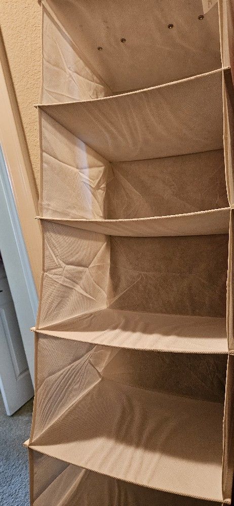 3 Hanging Shelf Closet Storage Organizers Grey And Cream