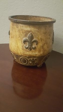 Yellow metal planter vase container decor