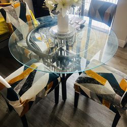 Glass Top Dining Table (Set of 5)