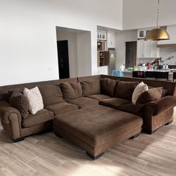 Massive L - Shaped  Chenille Couch