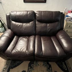 genuine leather reclining loveseat 