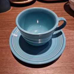 Vintage FiestaWare Turquoise Cup and Saucer Set