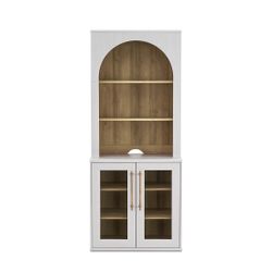 Blake Modular Storage Cabinet with Hutch Acrylic, White Oak