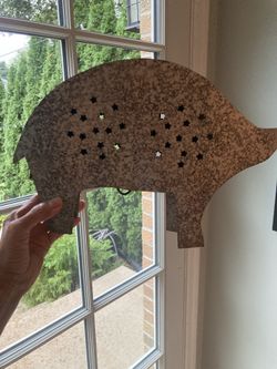 Folk Art Metal Pig Lantern