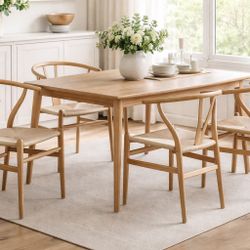 New Set of 4 Tomile Wishbone Chair Wishbone Dining Chair, Solid Wood Mid-Century Y Shaped Backrest Armrest Chair,Hemp Seat (Ash Wood-Natural) Wood Kit