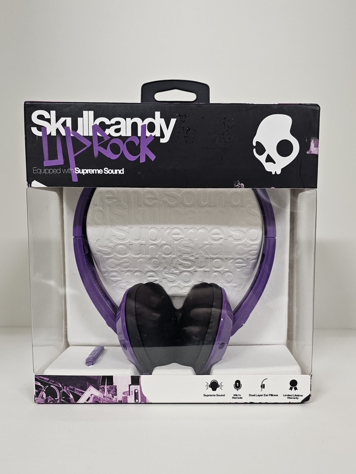 Lot of 4 Brand New Skullcandy Supreme Sound Uprock Mic Headphones in Purple