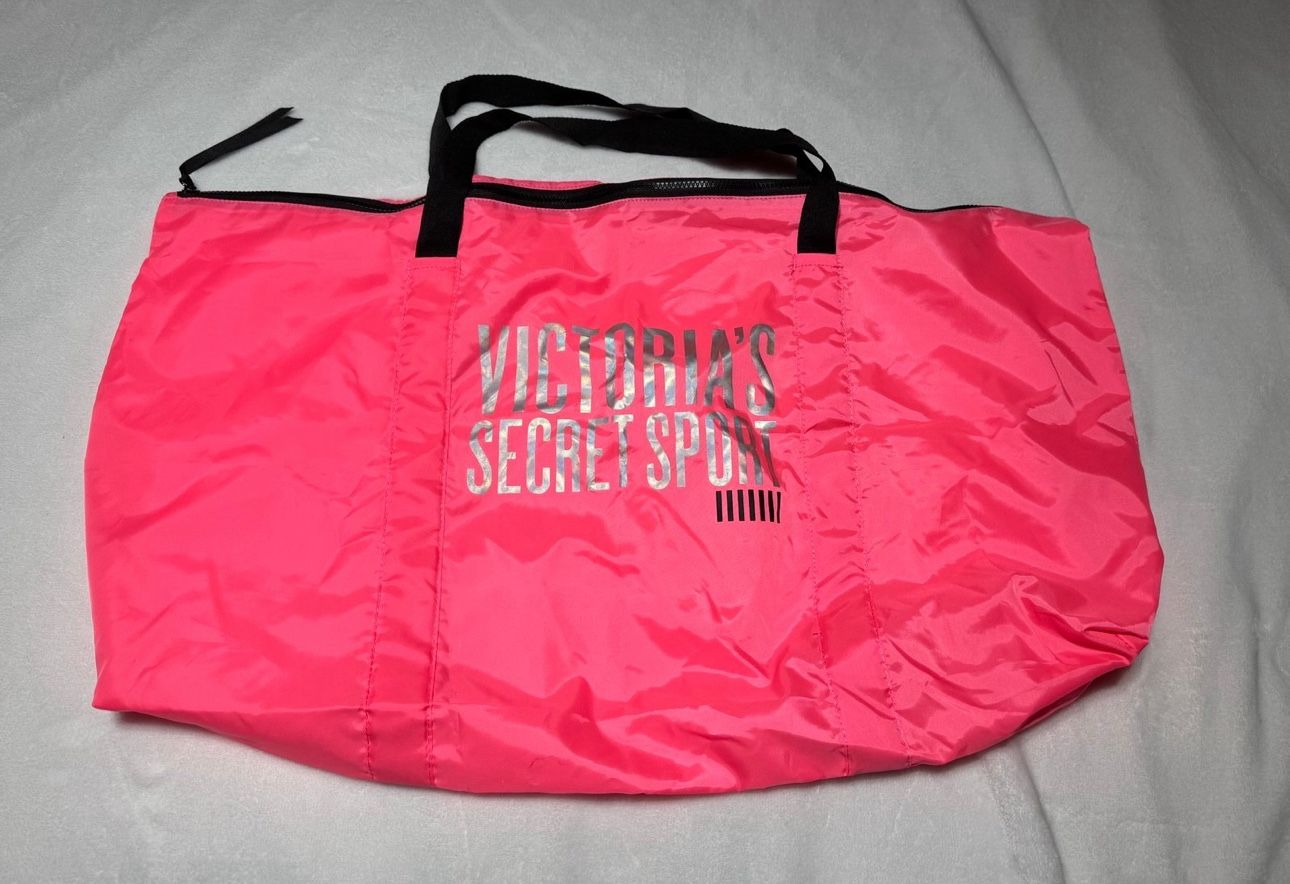 Victoria Secret Black Slippers and Pink Bag bundle