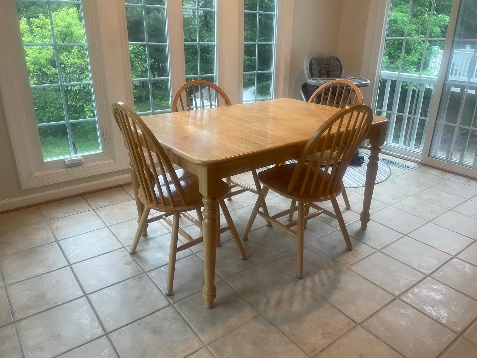Solid Wood Table With 4 Chairs