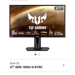 ASUS TUF Gaming 27" 2K HDR Gaming Monitor (VG27AQ) - QHD (2560 × 1440), 165Hz