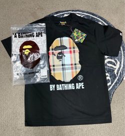 BAPE Black Plaid Graphic T-Shirt