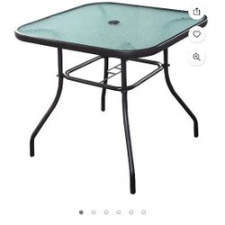 Costway 32 1/2'' Patio Square Bar Dining Table Glass Deck Outdoor Furniture Garden Pool