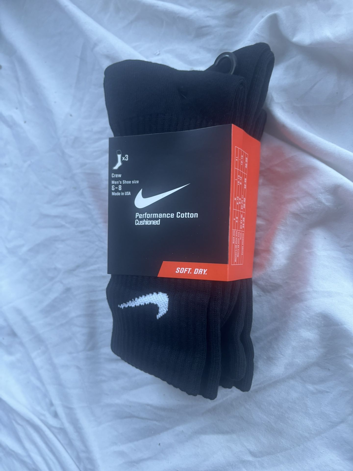 3 Pack Black Nike Crew Socks Brand New