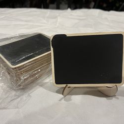  10 Pack Mini Chalkboards Signs with Easel Stand, Small Rectangle Chalkboards Blackboard, Wood Place Cards for Weddings, Birthday Parties, Message Boa