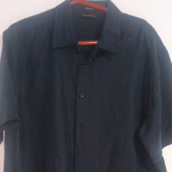 Men's L Black Button Down Dress Shirt