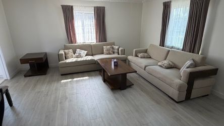 Two sofa / couches for sale with the coffee table and the side drawer, everything you see in the picture included