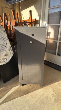 Gray Wood Tilt-Out Trash Cabinet