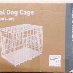 Dog Crate, 30 Inch Medium Double Door Dog Cage with Divider Panel and Plastic Leak-Proof Pan Tray