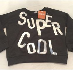 Gymboree Girl's Sweatshirt, Charcoal, Super Cool, Small (5-6), NWT