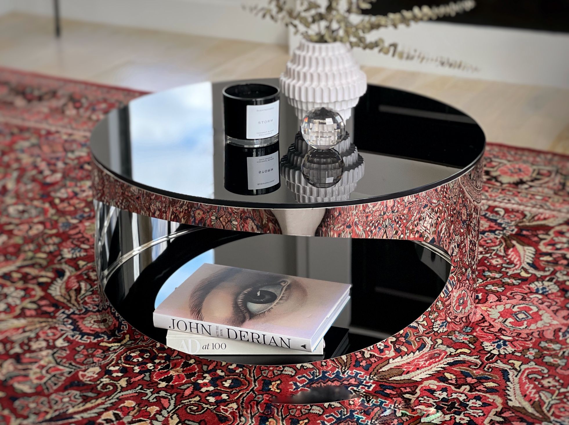 Modern Mirror And Glass Coffee Table