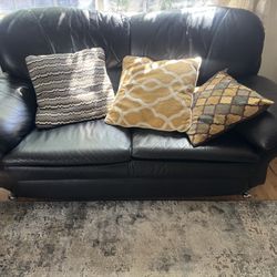 Leather Couch Set with Ottoman 