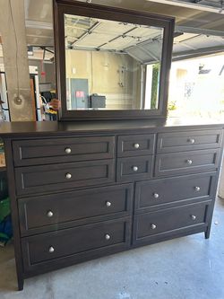 Dark Brown Dresser with Mirror
