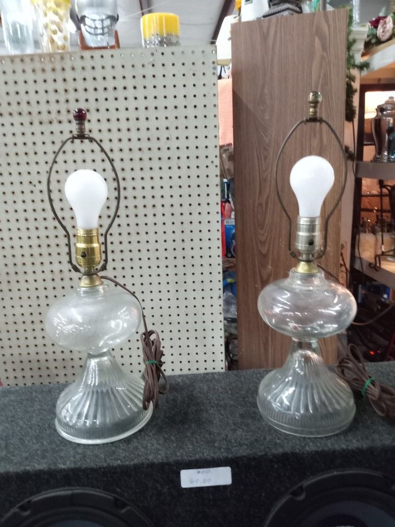 Antique Oil Lamps Converted To Electric