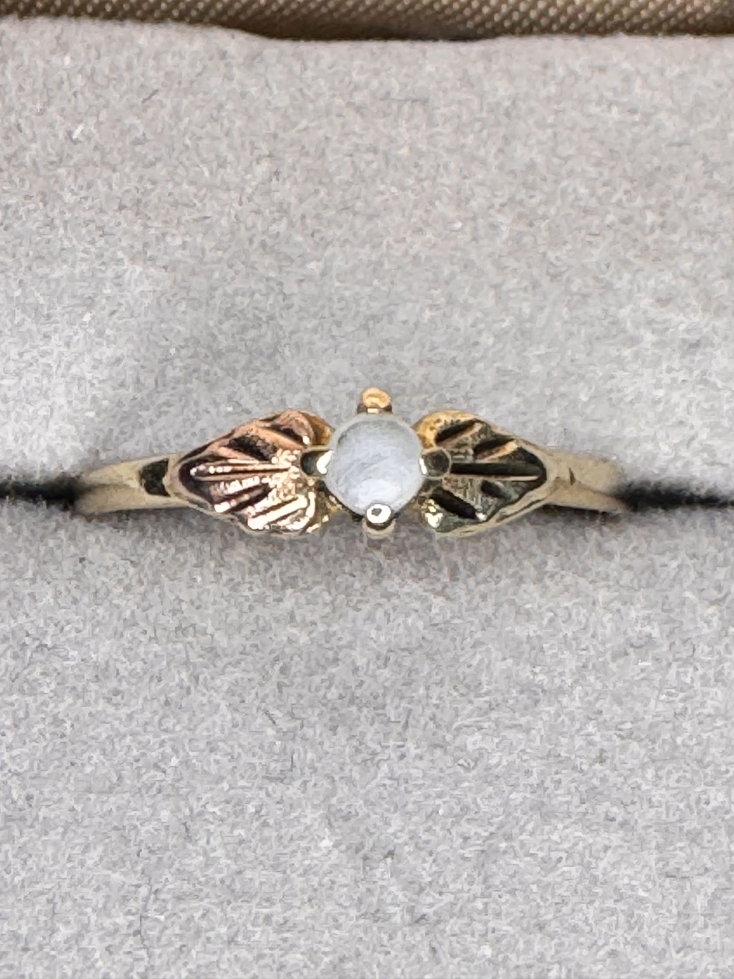 10K Solid Vintage Coleman Co Black Hills Gold Moonstone Ring size 4.5