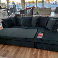 USA Made All Black Sectional Sofa Couch 