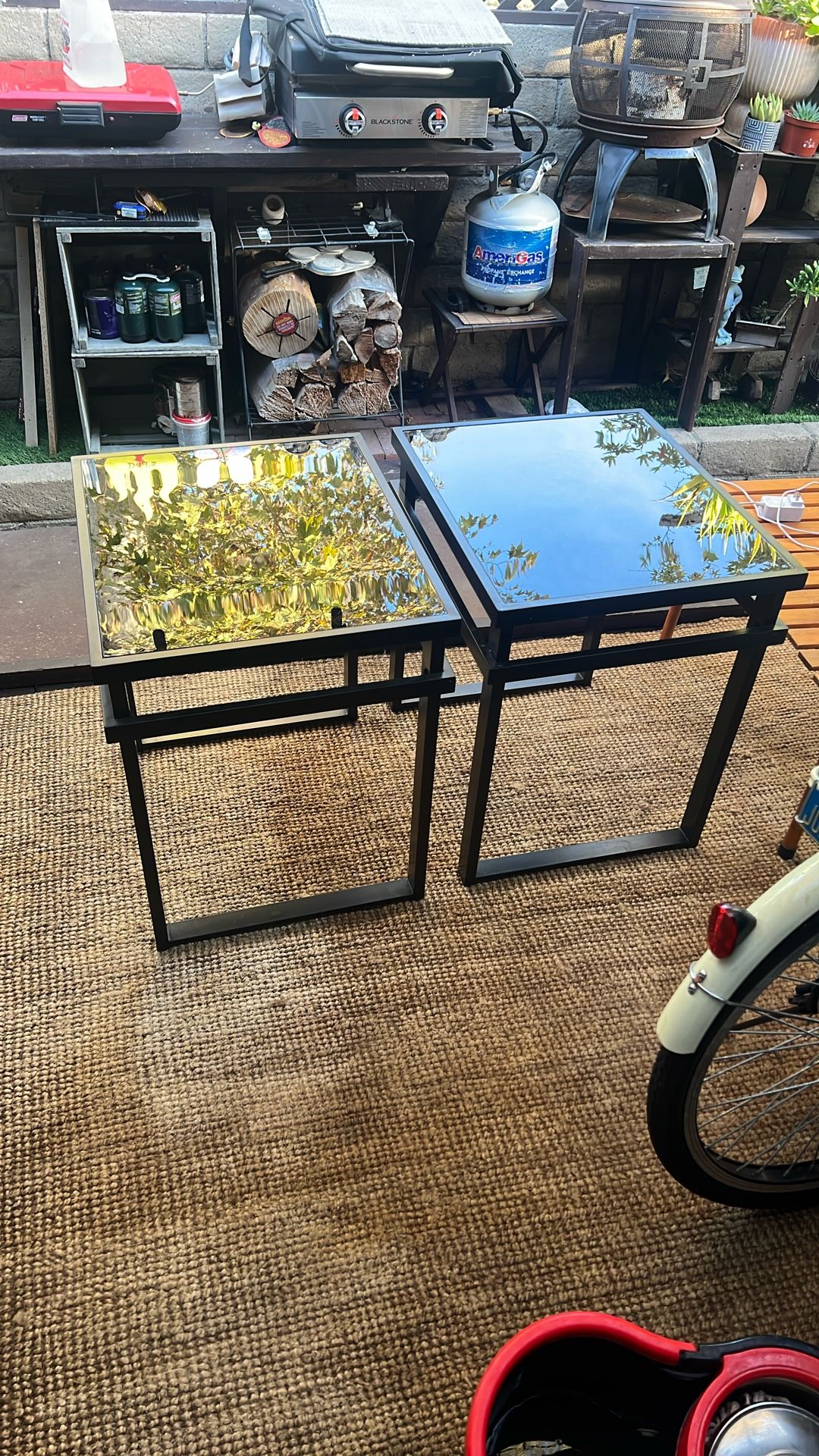 Black Glass End Tables