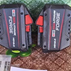          MILWAUKEE 
M18  18-VOLT  LITHIUM-ION  RED-LITHIUM FORGE  HD 12.0 AH BATTERY PACK  (2)-BATTERIES 