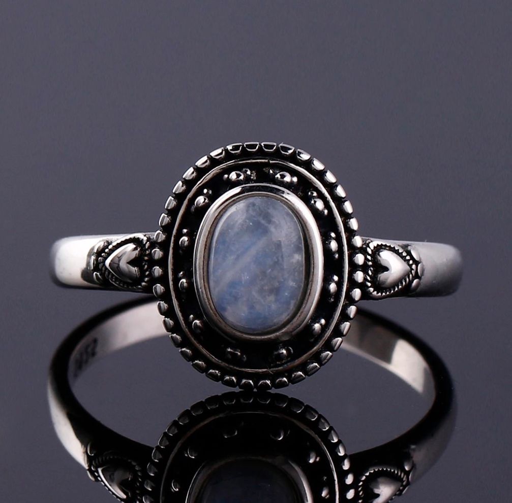 Natural Moonstone Ring 925 Sterling 9