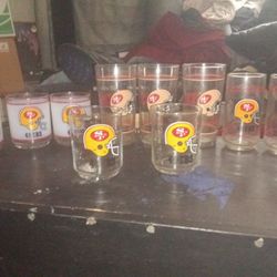 Set Of Vintage 49er Superbowl Glasses