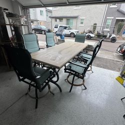 Patio stone table and chais 