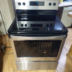  5 Burner Whirlpool Glass Top Stove With Steam Clean Works Excellent 