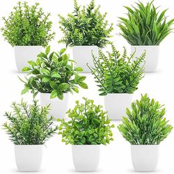 8 Packs Fake Plants Small Artificial Faux Potted Plants for Home Office Farmhouse Bathroom Bedroom Decor Indoor