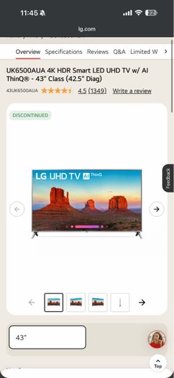 LG 43” 4K Smart TV – $175 OBO