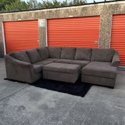 Brown U-Shaped Sectional Couch - FREE DELIVERY!