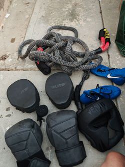 lot of boxing/MMA training equipmemt