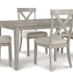 Parellen Gray Dining Table and 4 Chairs