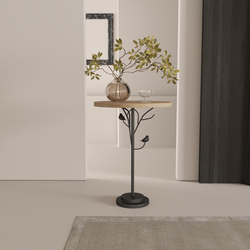 Round Side Table, Small Drink Table for Small Spaces, Modern Accent End Table Coffee Table with Metal Leg for Living Room, Bedroom, Corners, and Offic