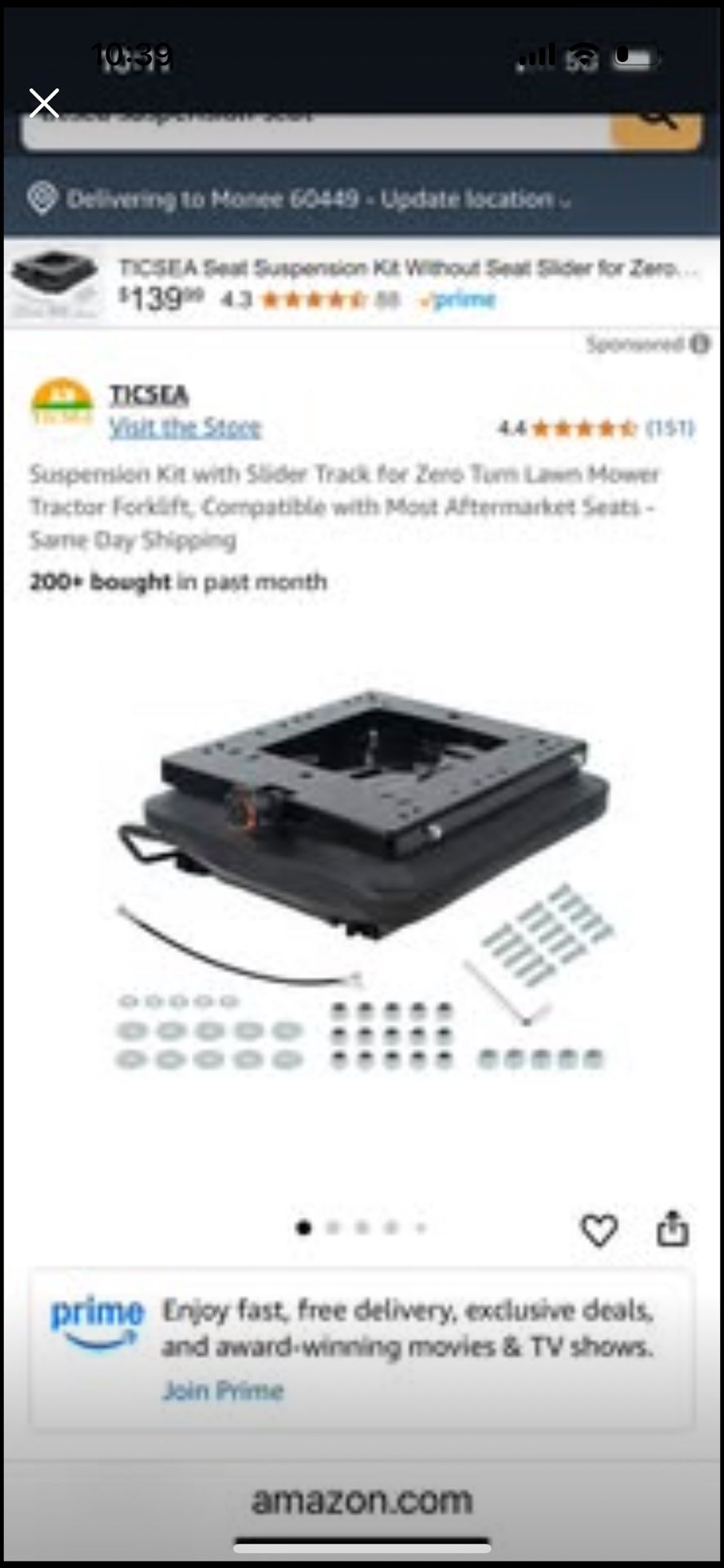 Fork Lift & Zero Turn Seat Base