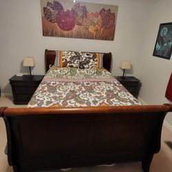 Solid Wood  Sleigh Bed Frame - QUEEN