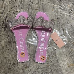 New Juicy Couture Pink Sparkly  Flat slide sandals  New with tags  Size 10 Other sizes available