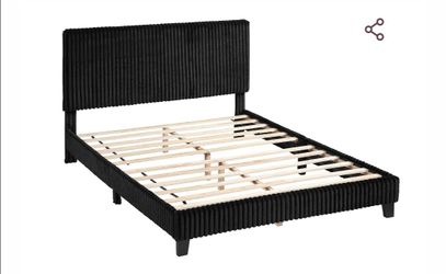 New Black Corduroy Upholstered Platform