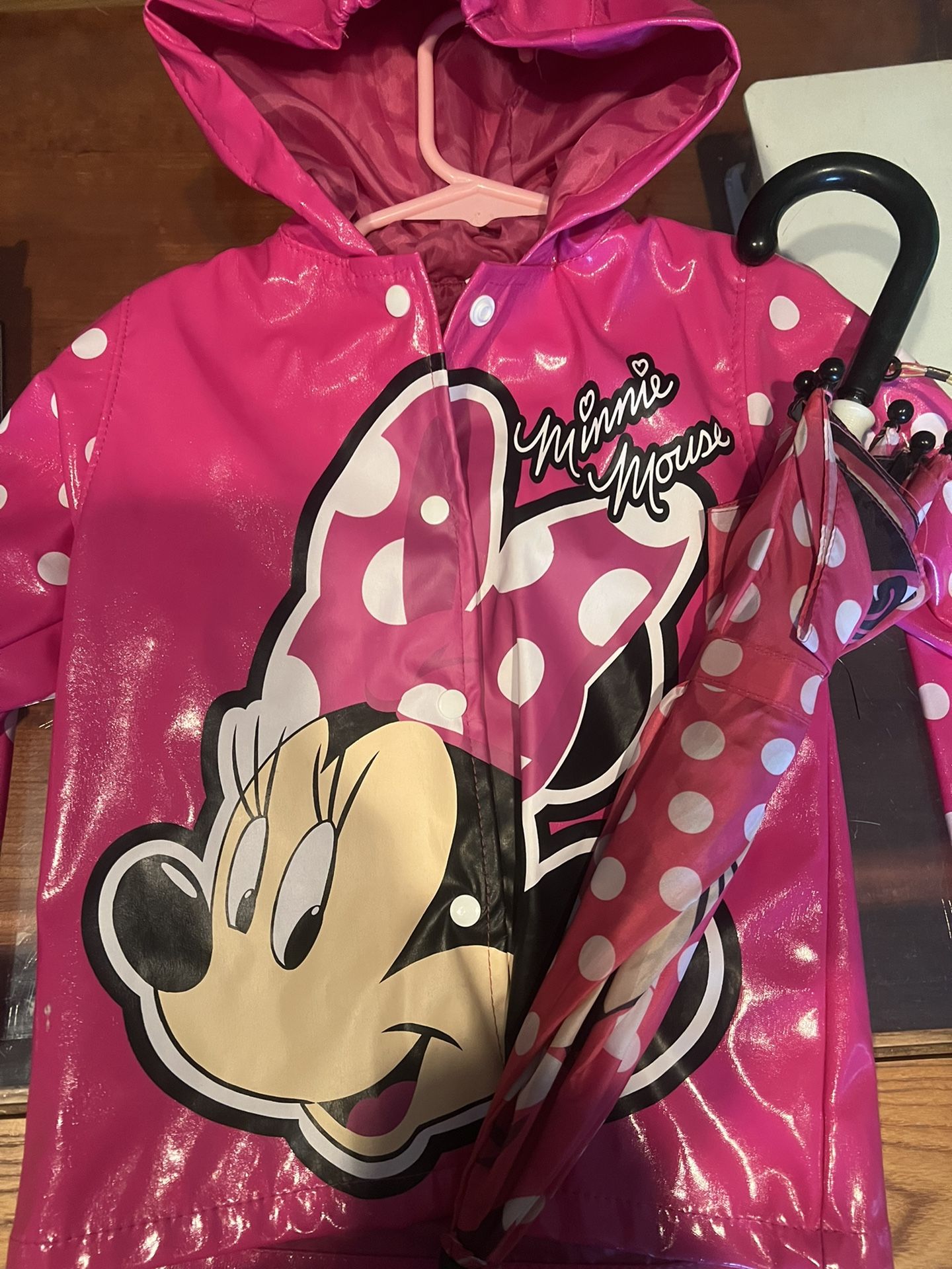 Girls Rain Jacket & Umbrella Minnie Mouse 2T