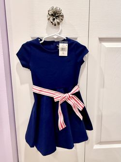 New Polo Ralph Lauren Girls Dress In Navy, New With Tags Size 18 Month Toddler Girls Party Dress