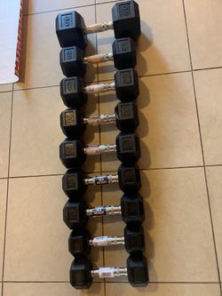 DUMBBELL SET: (2) 10 LB, (2) 15 LB, (2) 20 LB, (2) 25 LB (1) 40 LB ALL NEW